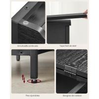 Mesa Lateral Adelgazada con Multienchufe Mesa de Noche para Sala de Estar y Dormitorio en Marrón Rústico y Negro - details 16