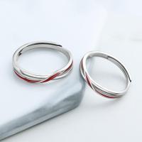 Anillo de pareja ajustable de plata pura con hilo rojo, alianzas de boda y anillos de promesa, regalo de San Valentín para mujer y hombre - details 3