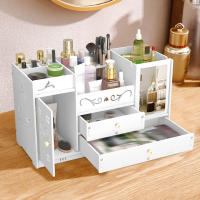 Organizador de cosméticos de 2 cajones, caja de almacenamiento de escritorio de PVC, para maquillaje y joyería - details 3