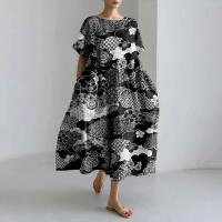 Elegante Vestido de Verano con Estampado de Pescado Cuello Redondo, Talla Grande, Moda Casual para Mujeres - details 9