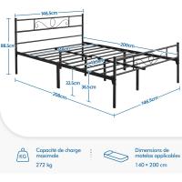 Cama Individual Hierro Cama Metálica para colchón de 90 x 190cm Cama Industrial Estructura Metal - details 62