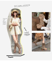 Botas con hebilla de cinturón Botas vaqueras de tacón alto y grueso para mujer Botas de hombre esmeriladas - details 4