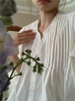 Blusa de verano para mujer, camisa de primavera, blusa para mujer, Blusas largas de gasa, informales, elegantes, Vintage, de manga larga, holgada de gran tamaño, blanca - details 38