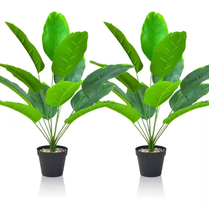 Juego de Plantas Artificiales Lighterday Palmeras Altas de Plástico para Oficina, Hogar, Decoración Interior y Exterior - 1
