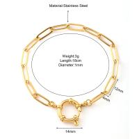 Pulsera de acero inoxidable para mujer, joyería simple de moda con cadena cruzada dorada - details 1