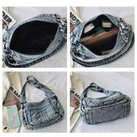 Bolso bandolera de mezclilla retro para mujer, bolso de lona vintage con cremallera de alta capacidad, ropa casual - details 6