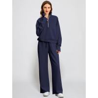 Conjunto casual de dos piezas para mujer: sudadera extragrande con media cremallera y pantalones deportivos de pierna ancha - details 11