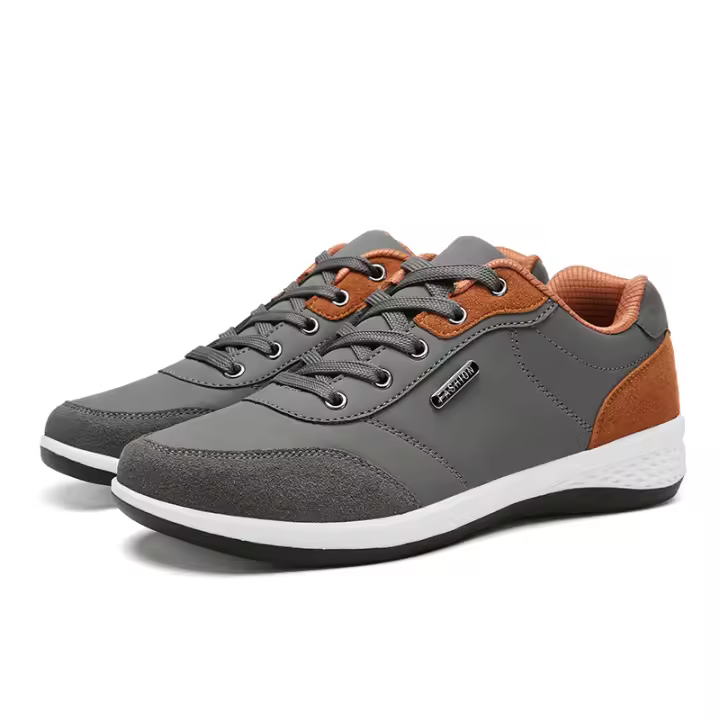 Zapatillas de deporte informales para hombre, zapatos Wlking ligeros grises, zapatos deportivos antideslizantes - 1
