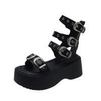 Sandalias Plateforma de Plata para Mujer 2025 Verano Versátiles Zapatos de Muffin de Moda con Suela de Caña Alta - details 6