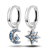 Pendientes de plata 925 con diseño de luna y estrellas, 2 pares para mujer, pendientes de hexagrama de plata de ley 925 para joyería de boda fina - details 10