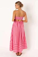Vestido largo a rayas para mujer, ribete sin mangas con tirantes, cuello delgado, playa y fiesta, 2024 - details 14