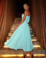 Maxi apliques con hombros descubiertos, cintura de una sola manga, vestido midi de boda de noche para mujer grande - details 9
