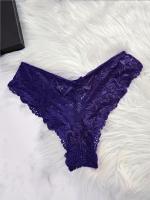 Conjunto de camisón de poliéster elástico de color sólido maduro 100g/m² Micro-Estiramiento, espalda en V profunda sin mangas con cinta y falda asimétrica, con encaje y tanga, para mujeres - details 3