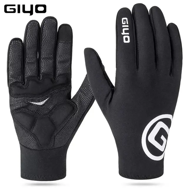 GIYO-guantes cálidos de invierno para ciclismo, manoplas gruesas largas de dedo completo, pantalla táctil, SBR, a prueba de golpes, para bicicleta de Palma - 1