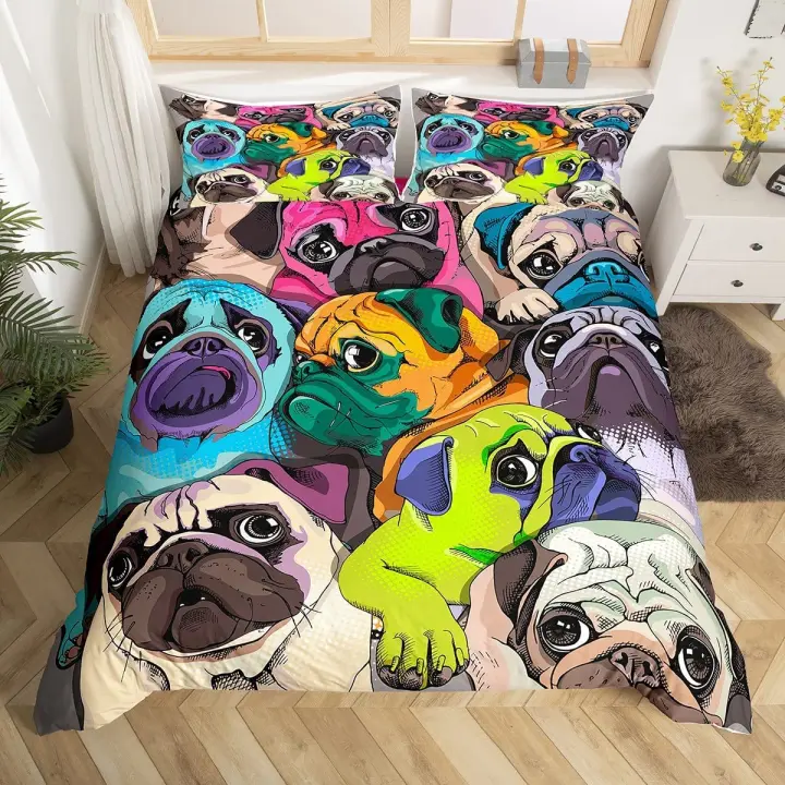 Juego de Funda de Dormitorio de Cachorro Tamaño Rey Diseño de Mascota Material de Poliéster - 1