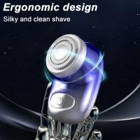 Afeitadora Eléctrica Impermeable Carga USB Mini Navija Rotativa para Viajes - details 1