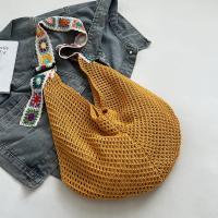 Bolso de mano de ganchillo de gran capacidad para mujer, bolsa tejida hueca ligera de estilo étnico, con correa bordada, tejido de algodón - details 19