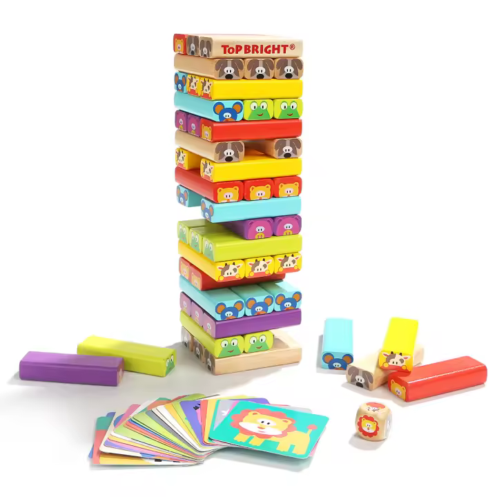 Torre de madera para niños de 3 años, bloques de construcción de madera con animales y colores, juegos de apilamiento para niños de 3 años, juegos de mesa para niños de 5 a 8 años - 1