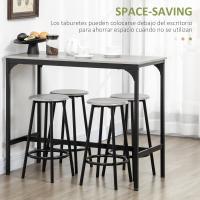 Conjunto de mesa alta de bar y 4 taburetes, mesa alta de cocina con taburetes estilo industrial, marco de metal para salón, marrón rústico - details 12