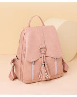 Mochila de piel sintética para mujer, con borla Bolso pequeño, informal, vintage, rosa, azul y negro - details 15
