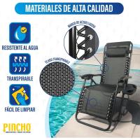 Jardín Exterior Plegable de Gravedad Cero Sillas Reclinables o Hamacas para Playa, Terraza y Camping con Portavasos, Ligeras y Cómodas (Negro) - details 4