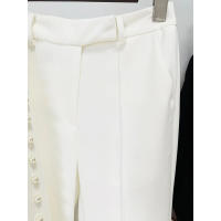 Blazer de mujer de un solo botón con perlas, blazer de oficina delgado, traje de pantalón acampanado, conjunto de talla grande, - details 8