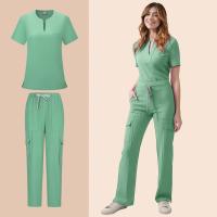 Uniforme médico para mujer, conjunto exfoliante de enfermera, Top con bolsillo y pantalones, traje de 2 piezas, ropa para quirófano de enfermería, Ropa de Trabajo para salón de belleza - details 6