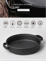 Sartén de hierro fundido duradera de 22/25 cm antiadherente y gruesa con tapa, doble asa, wok de hierro para cocina de gas e inducción. - details 7