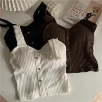 Tops cortos para mujer con almohadillas para sujetador, corsé de verano, chaleco con tirantes coreanos, camisola Sexy ajustada - details 7