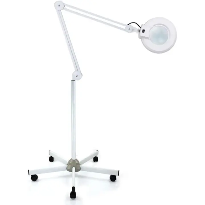 Lámpara de Escritorio con Lupa de 5x Luz Fría, Lupa de Belleza para Cabello con Tripodio - 1