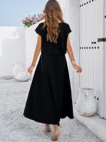Conjunto de falda y top sin mangas de color sólido, elegante e informal para mujer, primavera verano - details 27
