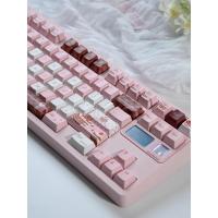 Teclas temáticas de pastel de chocolate PIWIJOY, 146 teclas rosas, perfil de cereza, PBT duradero. Con diseños artísticos, compatible con mecánico - details 1