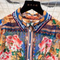 Minivestido playero de verano para mujer, Vestido holgado de gasa con mangas largas acampanadas y cinturón con estampado Vintage, con cordones, 6259 - details 13
