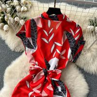 Vestidos largos elegantes para mujer, solapa, cuello en V, manga corta, cintura alta, oficina, Maxi Verde S - details 21