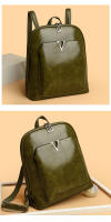 Mochila De cuero con cera de aceite para mujer, bolso Retro urbano Simple, a la moda, novedad de 2024 - details 0