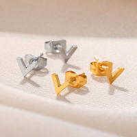 Pendientes Stud Letra V Para Mujer Joyería Minimalista De Acero Inoxidable Arete Piercing Regalo Accesorios De Moda - details 8