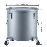 SucceBuy Cubo para grasa para freidora de 10 galones, carrito para eliminación de aceite con base con ruedas, acero al carbono, revestimiento a prueba de óxido, contenedor de transporte con tapa y bolsa de filtro, gris - details 1