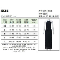 51618 Vestido largo de mujer sin espalda de tela plisada con personalidad nueva y transpirable con lazo de hoja de loto - details 0