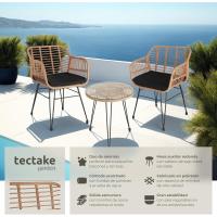 Conjunto de Jardín Exterior de Acero Resistente a la Intemperie 2 Sillas con Cojines (Fundas Extraíbles), 1 Mesa con Cristal Natural - details 1