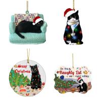 Colgante de gato negro de Navidad, decoración de Ambiente de fiesta de árbol de Navidad, adorno colgante de acrílico, 2023 - details 1