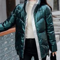 Chaqueta acolchada de algodón brillante para mujer, Chaqueta corta gruesa negra brillante, Parkas de algodón amarillo y rojo, prendas de vestir - details 14