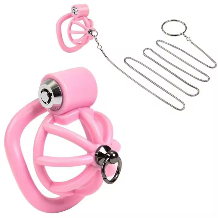 Jaula masculina, juego de jaula de castidad para pájaros, cinturón con cerradura, 5 anillos, sujeción del pene, esclavo, juguete sexual masculino - 1