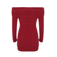 BUNO-francés Retro elegante con volantes un hombro cintura ajustada hueso de pescado envuelto vestido de cadera temperamento picante chica faldas cortas - details 9