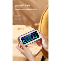 Despertador Digital de Cabeza con Luz Nocturna Dinámica RGB Doble Alarma, Regulador de Intensidad, Cargador USB Ideal para Adultos, Niños y Adolescentes - details 4