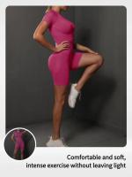 Conjunto de Shorts de Yoga de Algodón Melaleuca Sin Costuras Color Sólido Manga Corta - details 3