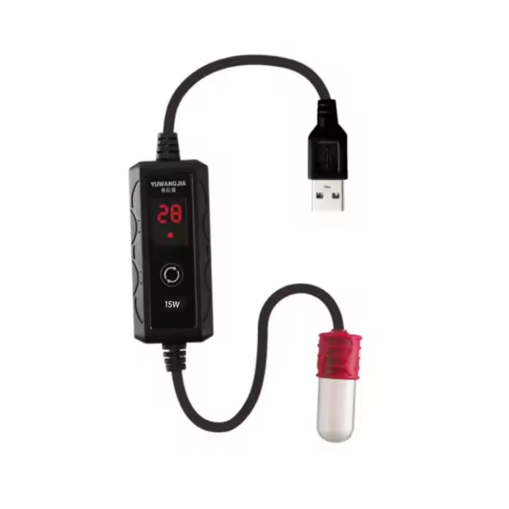 Mini calentador de pecera de 10/15W, calentador termostático automático de ahorro de energía para tortugas 15-34 ° C Calentador sumergible para acuario ajustable - 1