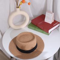 Sombrero tejido de paja de estilo coreano a la moda, sombrero de ala ancha cóncavo con protección solar, sombrero de cubo, sombrilla de ala plana, sombrero de sol para mujer, playa - details 1