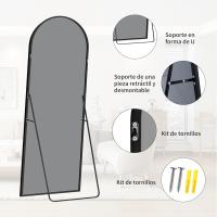Espejo de Pie Curvado Grande Espejos de Pared con Marco de Oro Aluminio 161 x 52 cm - details 33