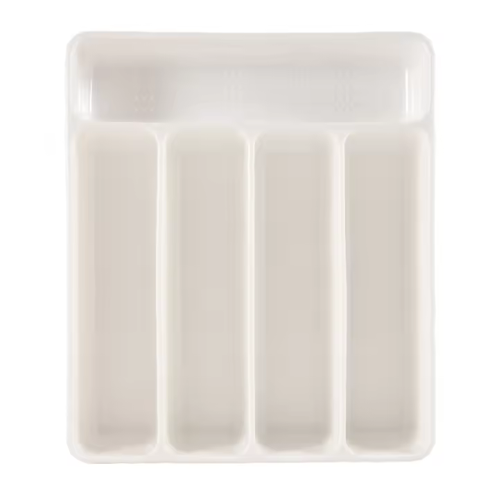 Organizador de cajones de cocina, bandeja, cuchara, separación de cubiertos, caja de almacenamiento de acabado, organización de cocina, blanco, nuevo - 1