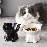 Dispensador de alimentos, cuenco de cerámica para gatos, cuenco de base alta creativo para mascotas, cuenco de alimentación de comida para perros con boca inclinada multiusos, protección del cuello - details 6